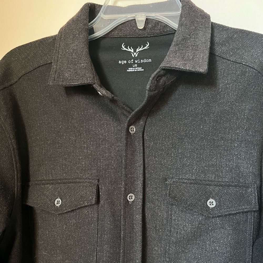Age Of Wisdom Classic Brown Timeless Business Casual Soft Button Down Shirt SZ L - Picture 12 of 15